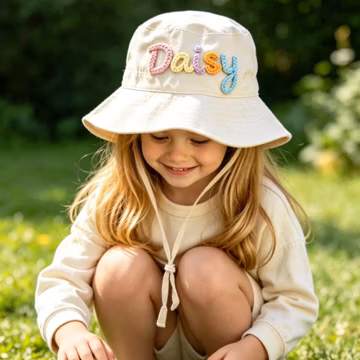 Personalized Baby Sun Hat with Name, Custom Toddler Bucket Hat, Personalized Name Crocheted Fisherman's Hat, Baby Boy Cap, Baby Girl Hat