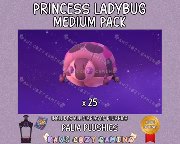 Palia Princess Ladybug Plushies Medium Pack - 25 Princess Ladybug - Palia Princess Ladybug Plush - Palia Pink Ladybug - Palia Plushies