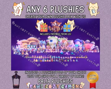 Palia Any 6 Plushies - Plushie Selection - Make Your Plushie List - Palia Elderwood - Palia Custom Order - Chapaa - Palcat - Palia Plushies