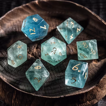 Green Fluorite Gemstone Dice Set: Polyhedral DND Dice