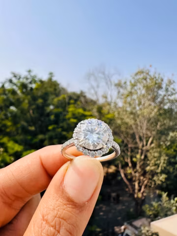Round Clear Stone Halo Ring Silver Color Cathedral Pavé Band Round Cut Sparkly Solitaire Classic Elegant Modern Fashion Jewelry Gift For Her