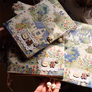 Handmade Cottage Garden Journal A5 A6, Refillable Binder Notebook or Threaded Diary, Lined Blank Grid Pages, Book Lover Gift