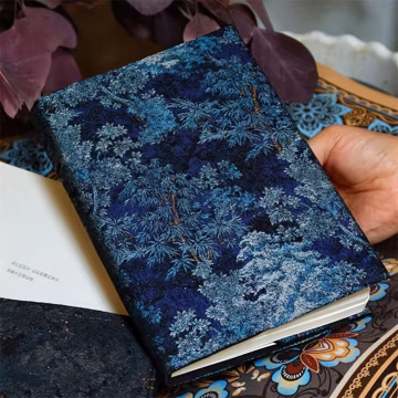 Personalized A6 A5 Journal,Embroidery Misty Forest Handmade Portable Notepad,Fabric Binder Rings Journal Refilled Notebook,Gift for her