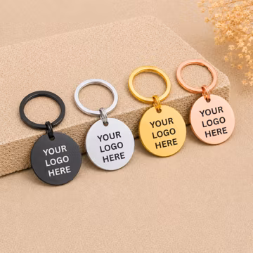Custom Logo Keyring Stainless Steel, Personalized Company Logo Keyring Bulk, Engraved Promotional Swag, Corporate Gift for Employees Clients