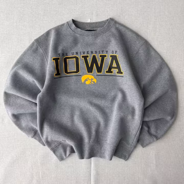 Vintage University Of Iowa Grey Sweatshirt Medium Iowa Hawkeyes Printed Spell Out Crewneck UI Hawkeyes Alumni Retro Sweater Graduation M