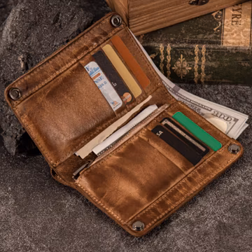 Handmade Genuine Leather Men's Wallet, Vintage Bifold Bifold Card Holder