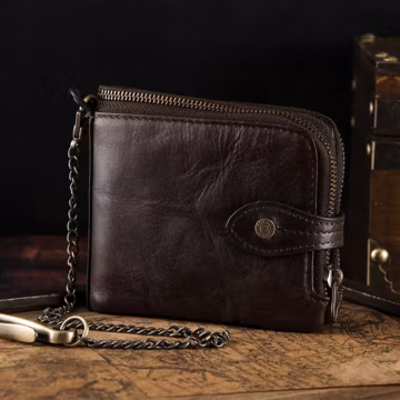 Snap Wallet, Genuine Leather Wallet, Card Compartments, RFID Anti-Theft Wallet,Zippered Pocket,Stylish And Functional,Festival Gifts,