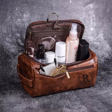 Personalized Toiletry Bag, Custom Vegan Leather Dopp Kit, Vintage Travel Wash Bag, Gift for Men Women