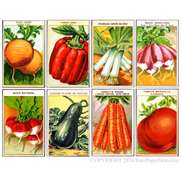 Seed Packet Stickers for Gardening Decor or Garden Gifts French Seed Pack Art Vegetable Garden & Home Decor for Patios, Item LH607