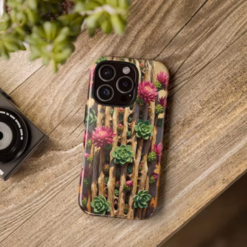 Succulent Garden Phone Case: Textured Oil Painting, Desert Floral