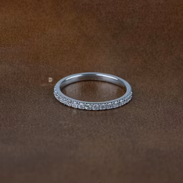 Round Lab Grown Diamond Wedding Band Slim Pave Eternity Band Delicate Bridal Jewelry Gift For Her Anniversary Band