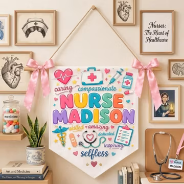 Personalized Nurse Pennant Banner Medical Clinic Wall Sign Hanging Decor