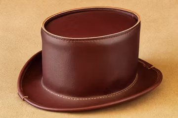 Maroon Leather Steampunk Top Hat: cosply costume hat
