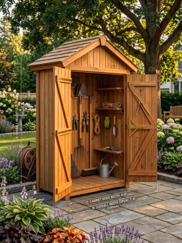 Modern Cedar Garden Shed Plans | Woodworking Tool Storage Blueprint (PDF Download)