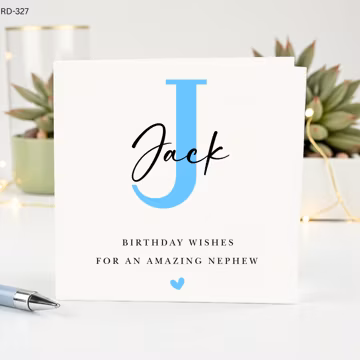 Personalized Nephew Birthday Card: Initial & Name, 6x6