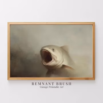 Vintage Fish Portrait Print | Nature Aquatic Animal Art PRINTABLE Moody Wall Decor Eclectic Ocean Scene Digital Download Artwork