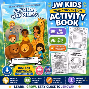 AGES 6-10 Eternal Happiness Convention Workbook Kids 2026 | JW KIDS Activity Book | Jehovah’s Witness Printable pdf