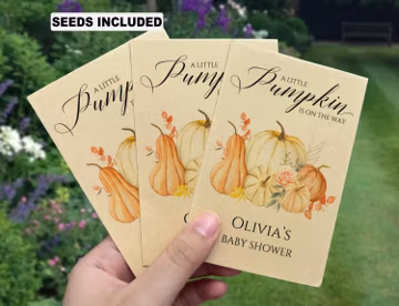 A Little Pumpkin Baby Shower Seed Packets, Eco Autumn Baby Shower Favors for Guests, Fall Harvest Party Favors, Cute Pumpkin Sprinkle Gifts