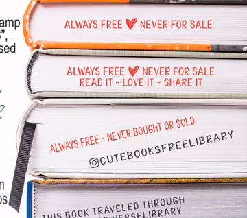 Lending Library Stamp , Always free never for sale, property of side pages endpage little stamp, return book small tiny library theft