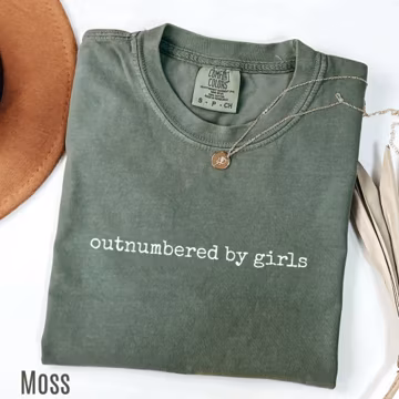 Comfort Colors® Outnumbered by Girls Tee, Father's Day Gift, Minimal Text Dad Shirt