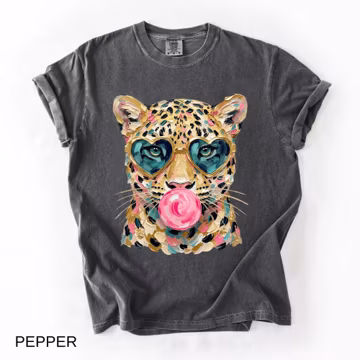 Comfort Colors® Leopard Bubblegum Sunglasses Shirt, Big Cat Graphic Tee, Retro Animal Shirt