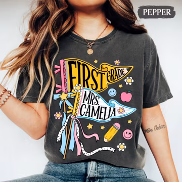 Personalized Any Grade Teacher Shirt, Back To School Tee, First Day of School Shirt, First Grade Shirt for Women, Matching Dream Team Crew