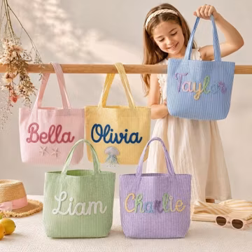Personalized Kids Beach Bag, Mini Tote Bag, Custom Kids Summer Vacation Bag, Baby Girl Purse, Birthday Beach Party Bag, Kids Travel Bag