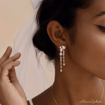 Pearl Dangle Drop Earrings with Diamond, Gold Pearl Dangle Earrings, Wedding Gifts, Bridesmaid Gifts, Birthday Gift,Anniversary Gift for Her