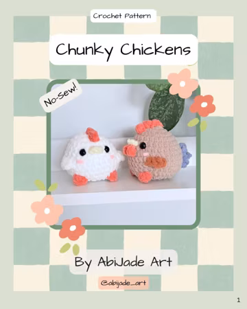 Chunky Chicken & Rooster - NO-SEW PDF Crochet Pattern - English