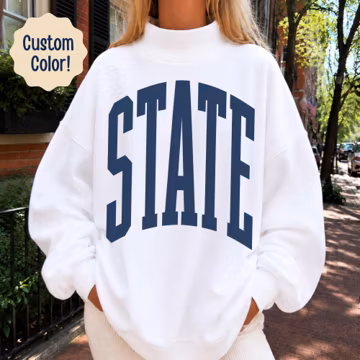 Custom State Mockneck Sweatshirt Personalized College Gameday Mockneck Collegiate Crewneck School Spirit Custom Team Name Football Season