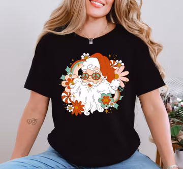 Retro Santa Shirt, Christmas Shirt, Hippie Santa Christmas Shirt, Cute Vintage Santa Shirt, Classic Christmas Shirt, Vintage Christmas Shirt