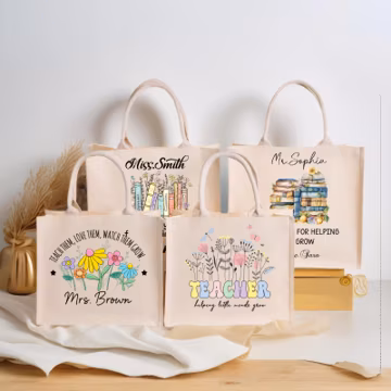 Personalized Teachers' Day Canvas Tote Bags, Teacher Gift bag, Unique Teachers'Day Gift, Handmade Gifts, Teacher Gifts,Shopping Bag