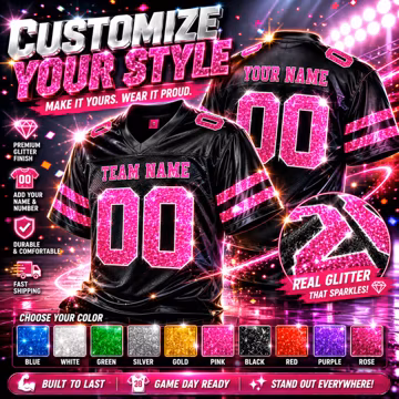 Custom Sparkly Football Jersey, Personalized Sequined Jersey Shirt for Ladies, Streetwear Outfit for Party, Match & Present