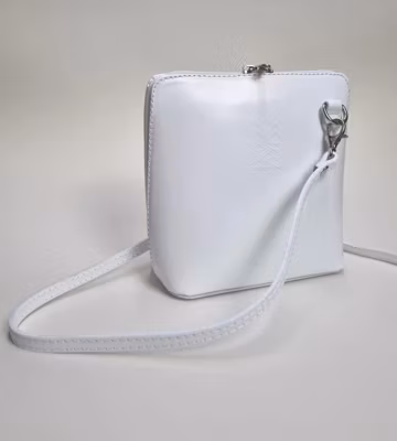 Italian Leather White Crossbody Bag Handmade Shoulder Bag