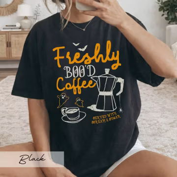 Freshly Boo'd Coffee Shirt and Sweatshirt: Halloween Coffee Lover, Spooky Season Coffee Tee, Halloweener Sweatshirt, Trick or Treat Tshirt