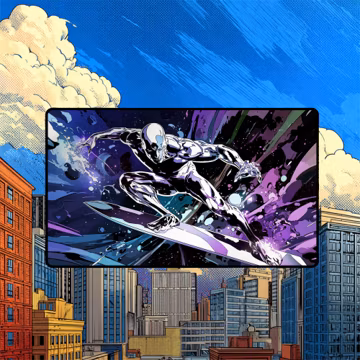 Cosmic Space Surfer Bad Ass Pose Gaming Playmat