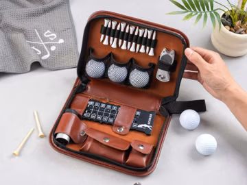 Personalized Leather Golf Gift Set, Engraved Golf Accessories