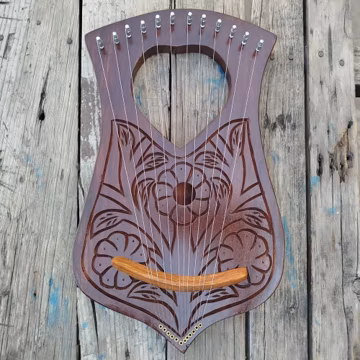 Handmade Heart Flower Engraved Brow Rosewood Lyre Harp Scottish Wooden Lyre Traditional Irish Musical Instruments Gift for Her Gifts for Him