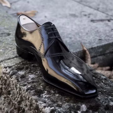 Handmade Black Calf Leather Oxford Shoes: Men's Wingtip Dress Shoe