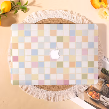 Pastel Grid Hard Matte Laptop Protect Case for MacBook NeoA18,Pro 14 16 15 13,Air 13 15,Ret 13/15,2025 2026 MacBook M4M5,Gift For Mom