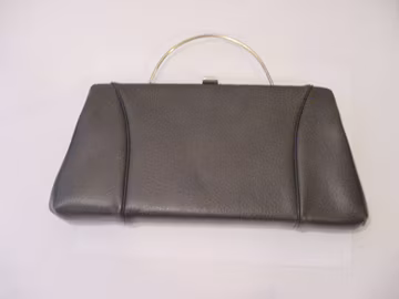 Vintage Brown Vinyl Handbag Or Clutch 12 - 386
