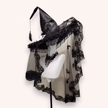 Handmade Widow Witch Hat Black White Dark Mourning Romantic Statement Headpiece