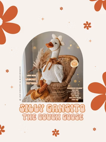 Couch Goose Crochet Pattern / Silly Gansito Crochet Pattern / Low Sew / Crochet Amigurumi / Farm Crochet Pattern / Cute Goose Pattern
