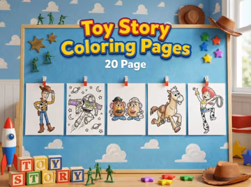 20 Toy Story Coloring Pages for Kids, Woody and Buzz Printable Coloring Book, Digital Download, Space Ranger Cowboy Party Activity Sheets