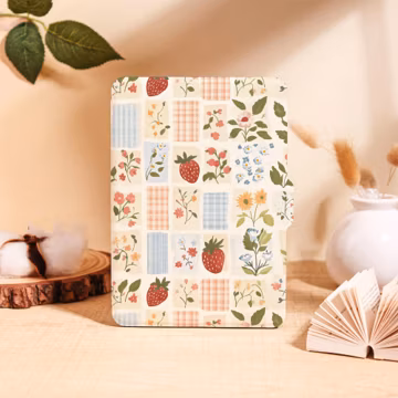 Cottagecore Strawberry Floral Patchwork Pattern Kindle/Kobo Case for Kindle 2025,Paperwhite 12/11/10th&Kobo Clara Auto Wake/Sleep,Books Gift