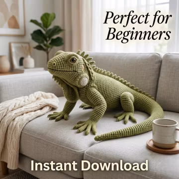 Crochet Iguana Pattern PDF, Realistic Amigurumi Lizard Tutorial, Beginner Friendly, Instant Download