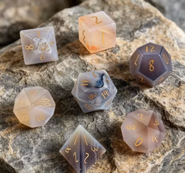 Original Agate| Polyhedral Gemstone Dice Set| RPG Gifts| Hand-carved Calligraphy| DND Table Top Game