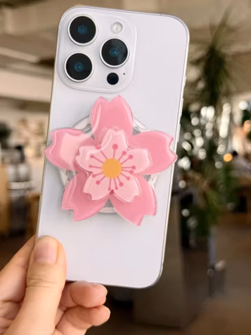 Spinning Sakura Phone Grip: Adorable Resin Phone Stand