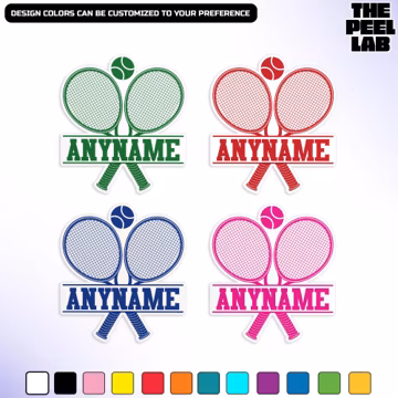 Custom Tennis Name Sticker, Personalized Tennis Sports Team Name Vinyl Sticker With Name & Number Decal Gifts