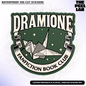 Dramione Book Club Sticker, Kindle Bookish Romance Fantasy Readers Book Lover Waterproof Vinyl Water Bottle Sticker